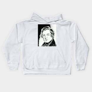 Robert Schumann Black and White Portrait | Robert Schumann Artwork 3 Kids Hoodie